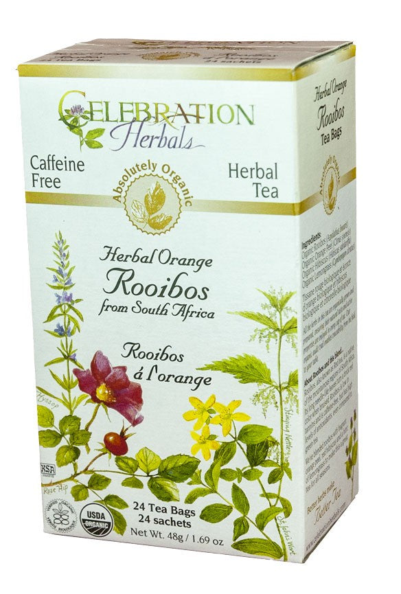 CELEBRATION HERBALS TEA ROOIBOS HERBAL ORANGE TEABAGS 24CT ORGANIC