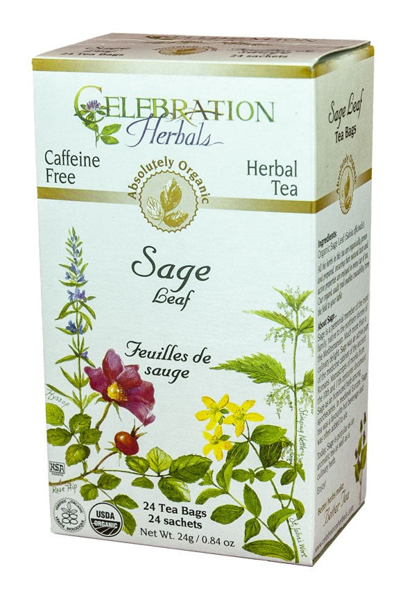 CELEBRATION HERBALS TEA SAGE LEAF TEABAGS 24CT ORGANIC