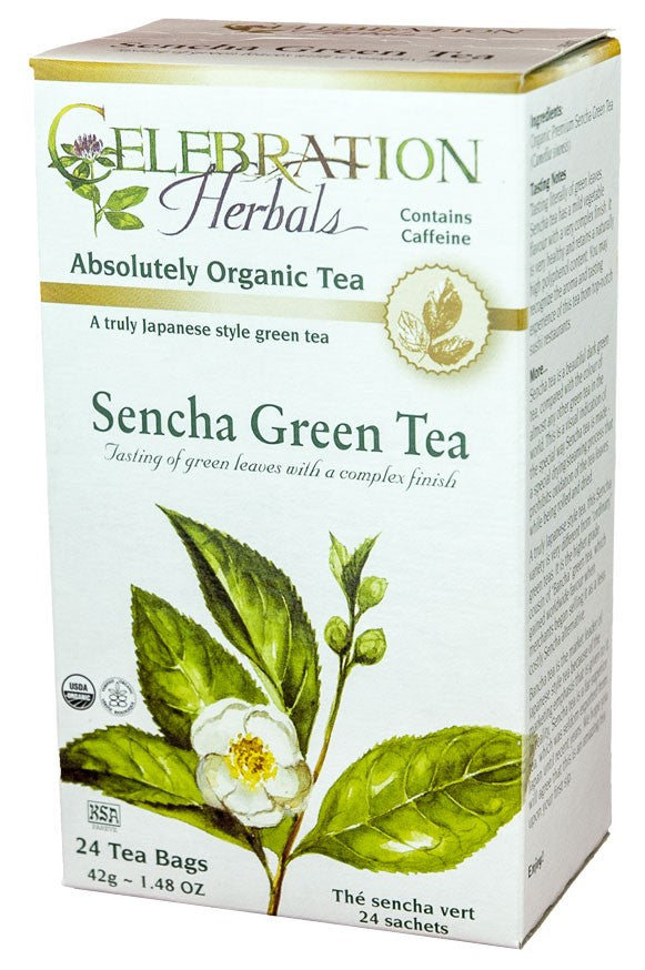 CELEBRATION HERBALS TEA SENCHA GREEN TEA TEABAGS 24CT ORGANIC
