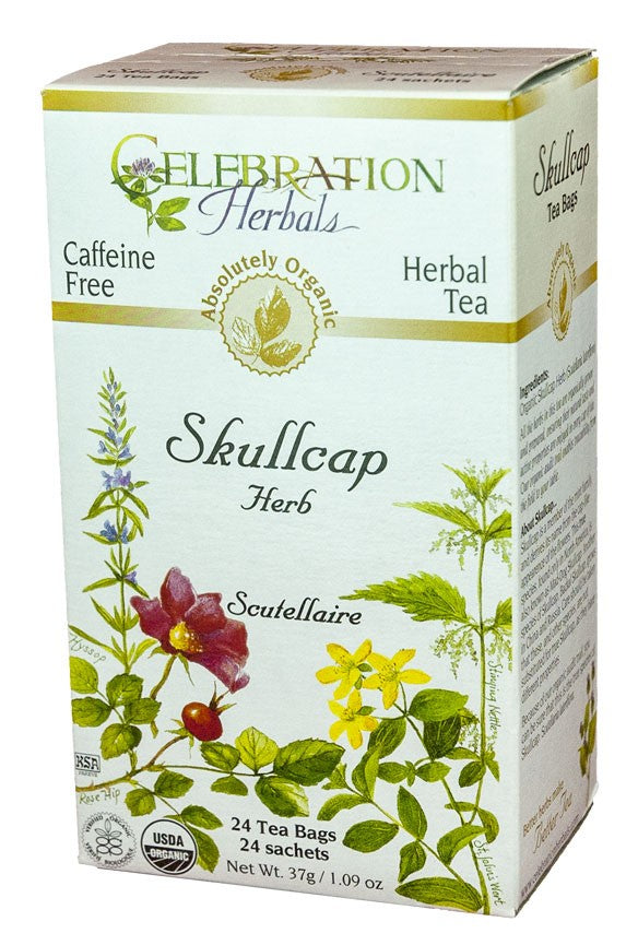 CELEBRATION HERBALS TEA SKULLCAP HERB TEABAGS 24CT ORGANIC