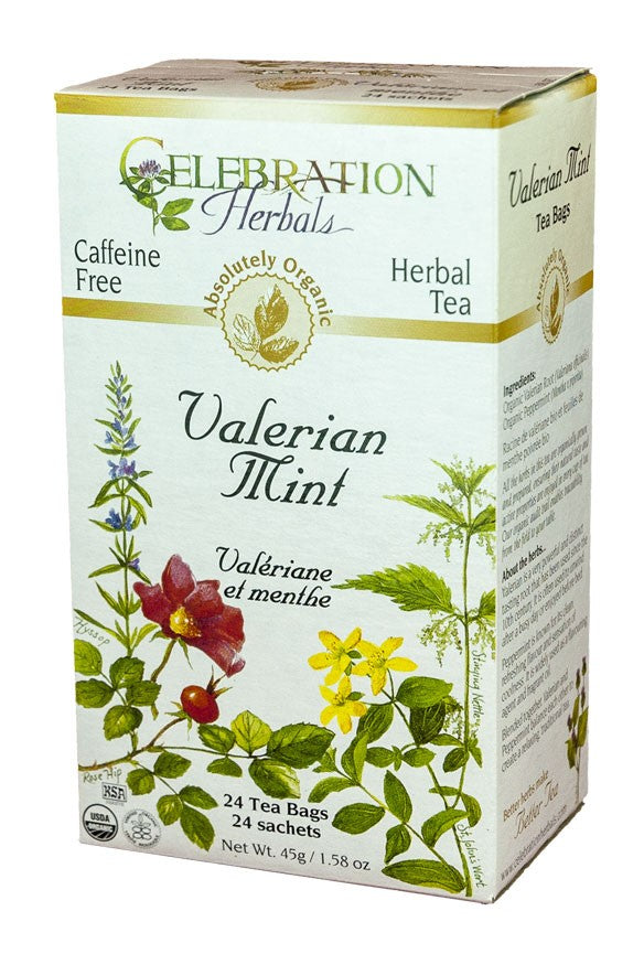 CELEBRATION HERBALS TEA VALERIAN MINT TEABAGS 24CT ORGANIC