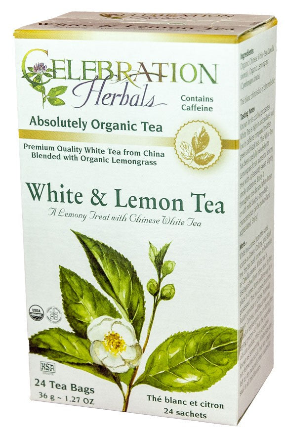 CELEBRATION HERBALS TEA WHITE & LEMON TEA TEABAGS 24CT ORGANIC