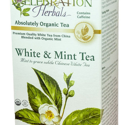 CELEBRATION HERBALS TEA WHITE & MINT TEA TEABAGS 24CT ORGANIC