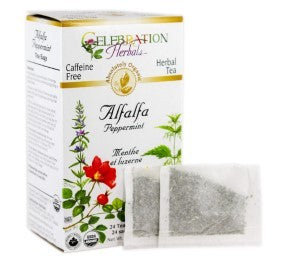 CELEBRATION HERBALS TEA ALFALFA PEPPERMINT TEABAGS 24CT ORGANIC