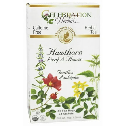 CELEBRATION HERBALS TEA HAWTHORN LEAF & FLOWER TEABAGS 24CT ORGANIC