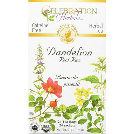 CELEBRATION HERBALS TEA DANDELION ROOT RAW TEABAGS 24CT ORGANIC