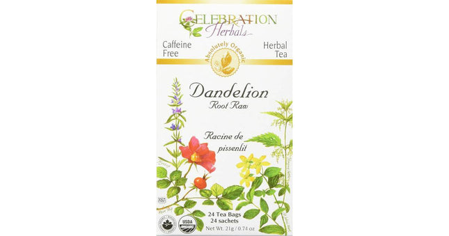 CELEBRATION HERBALS TEA DANDELION ROOT RAW TEABAGS 24CT ORGANIC