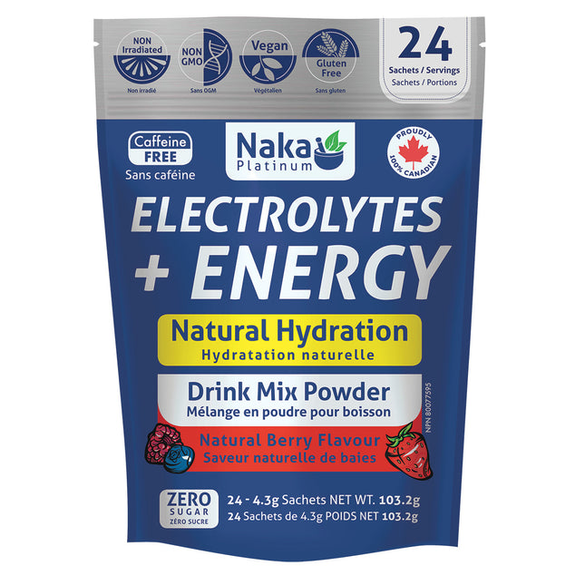 NAKA ELECTROLYTES + ENERGY NATURAL SPORT DRINK MIX - 24 SACHETS