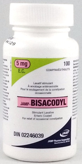 JAMP BISACODYL TB 5MG , 100 TABS