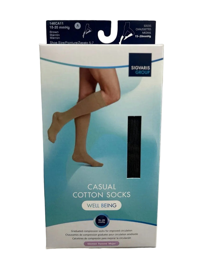 SIGVARIS GROUP CASUAL COTTON 15-20MMHG FOR WOMAN SIZE A BROWN