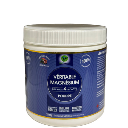 LEAF SOURCE REAL MAGNESIUM BIOACTIVE 4 POWDER BLUEBERRY POMEGRANATE FLAVOUR 240G