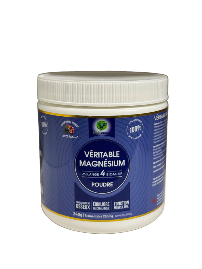 LEAF SOURCE REAL MAGNESIUM BIOACTIVE 4 POWDER BLUEBERRY POMEGRANATE FLAVOUR 240G