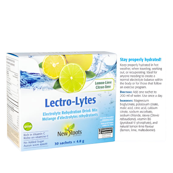 NEW ROOTS LECTRO-LYTES LEMON LIME 30 SACHETS X 4.8 G