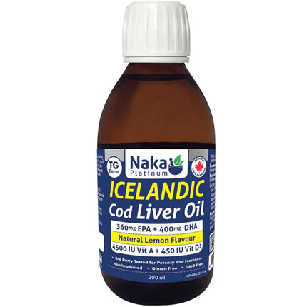 NAKA PLATINUM ICELANDIC COD LIVER OIL NATURAL LEMON FLAVOUR 200ML