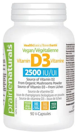 PRAIRIE NATURALS VEGAN VITAMIN D3 2500IU 90vcaps