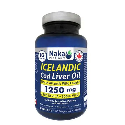 NAKA PLATINUM ICELANDIC COD LIVER OIL 1250MG 80SG