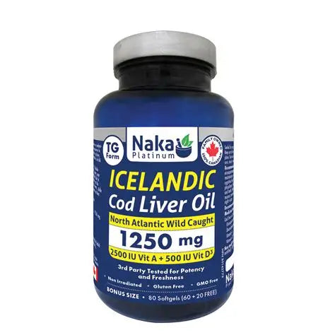NAKA PLATINUM ICELANDIC COD LIVER OIL 1250MG 80SG