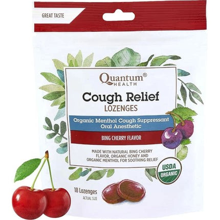 QUANTUM COUGH RELIEF LOZENGES BING CHERRY 18 LOZ