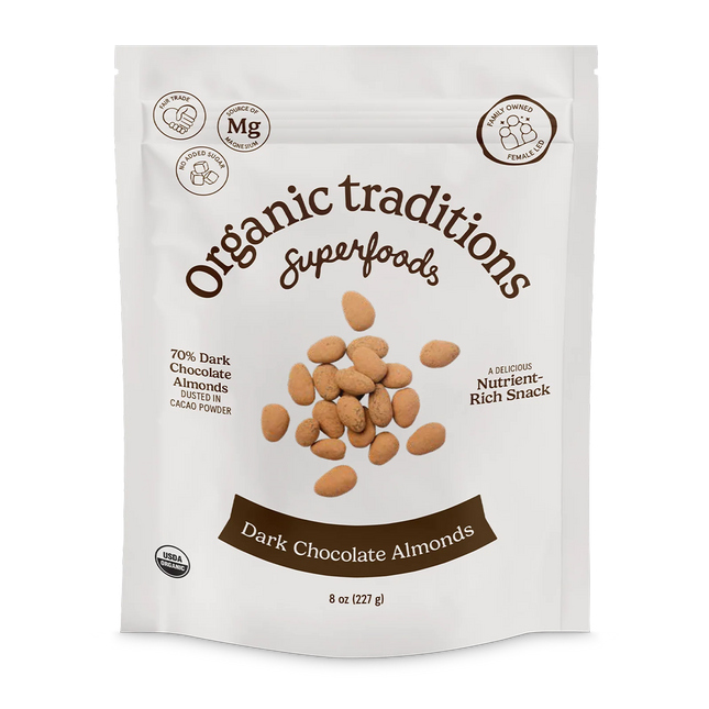 ORGANIC TRADITIONS SUPERFOODS DARK CHCOCOLATE ALMONDS 227G