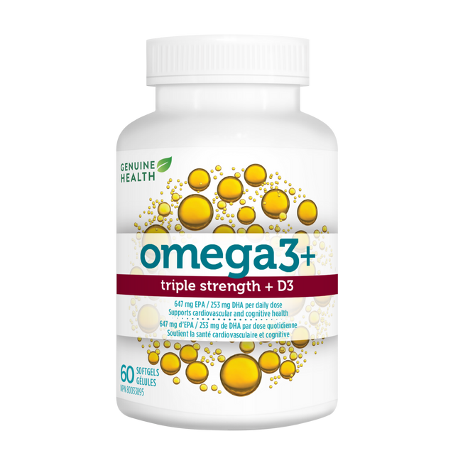 GENUINE HEALTH OMEGA3+ TRIPLE STRENGTH+D3 60c
