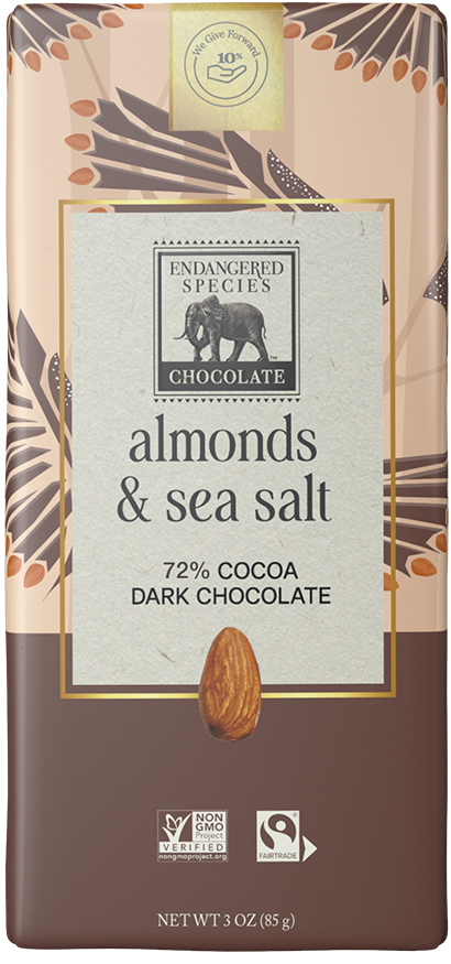 ENDANGERED SPECIES DARK CHOCOLATE WITH SEA SALT & ALMONDS 85g