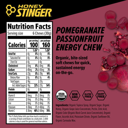 HONEY STINGER POMEGRANATE PASSIONFRUIT ENERGY CHEWS - 50g