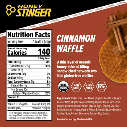 HONEY STINGER CINNAMON GLUTEN-FREE WAFFLE - 30g