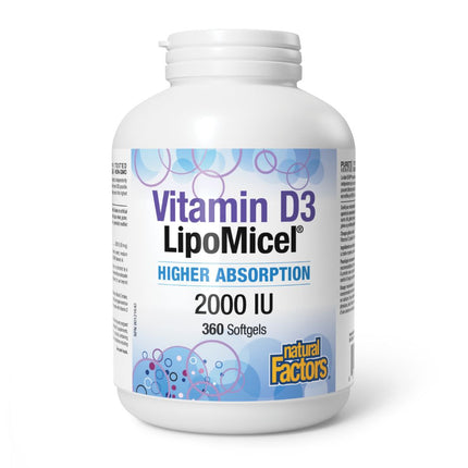 NATURAL FACTORS VITAMIN D3 LIPOMICEL 2,000IU 360 SG