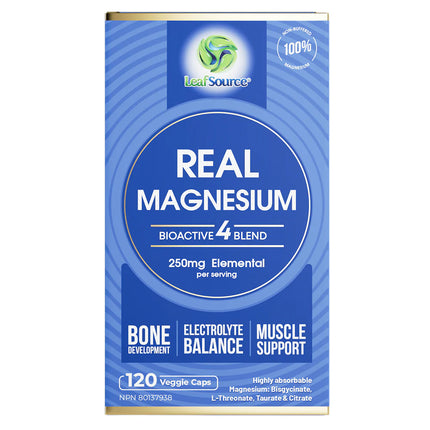 LEAF SOURCE REAL MAGNESIUM BIOACTIVE 4 BLEND 250 MG 120 VCAPS