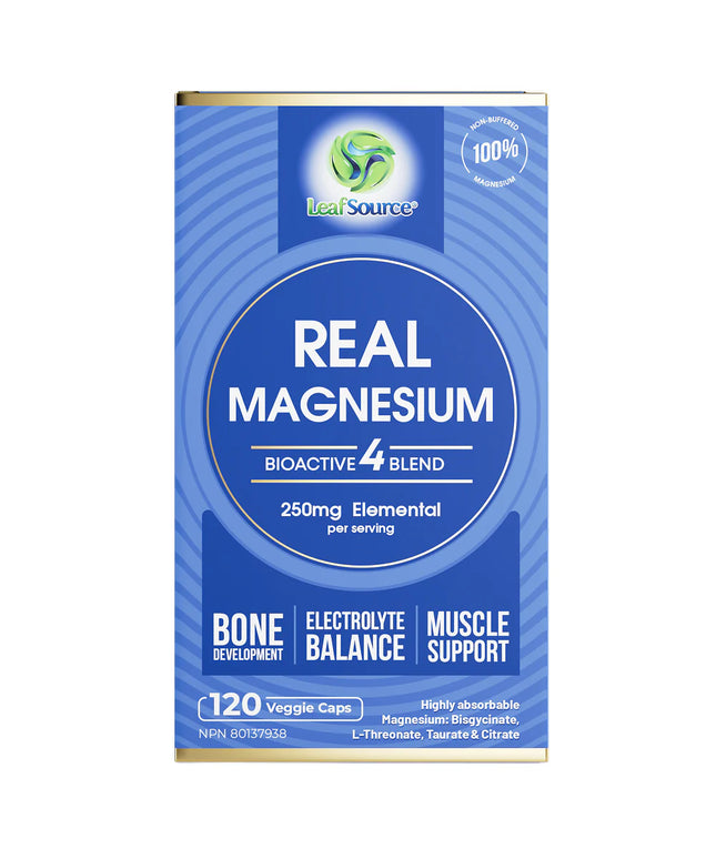 LEAF SOURCE REAL MAGNESIUM BIOACTIVE 4 BLEND 250 MG 120 VCAPS