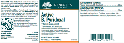 GENESTRA BRANDS ACTIVE B6 PYRIDOXAL 60caps