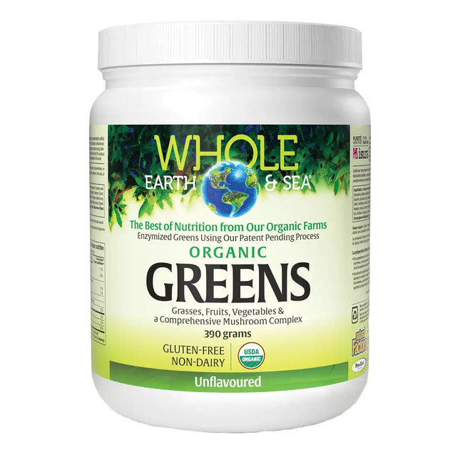 WHOLE EARTH & SEA FERMENTED ORGANIC GREENS, UNFLAVORED 390G