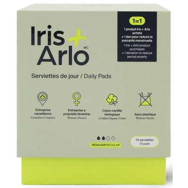 Iris + Arlo 100% Organic Cotton Daily Pads 10 pads