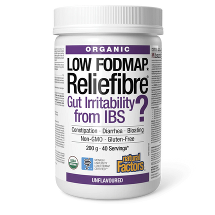 NATURAL FACTORS RELIEFIBRE ORGANIC UNFLAVOURED POWDER 200G