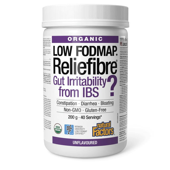 NATURAL FACTORS RELIEFIBRE ORGANIC UNFLAVOURED POWDER 200G