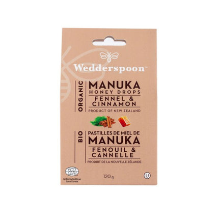 WEDDERSPOON MANUKA HONEY DROPS FENNEL&CINNAMON ORGANIC120G