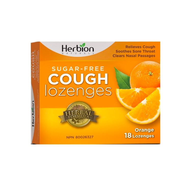 HERBION SUGAR FREE COUGH LOZENGES ORANGE 18loz, 4607006674776