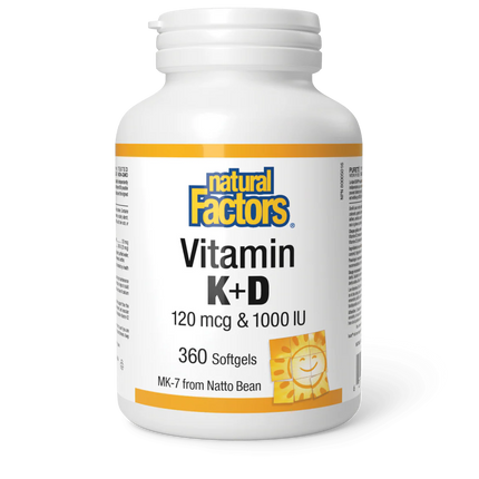 NATURAL FACTORS VITAMIN K+D 120MCG AND 100IU SG 360
