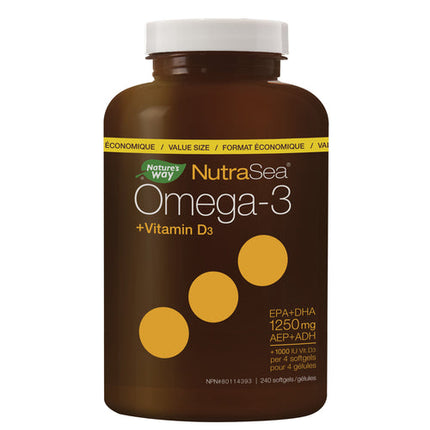 NATURE'S WAY NUTRASEA OMEGA-3 + VITAMIN D3 LEMON 240sg