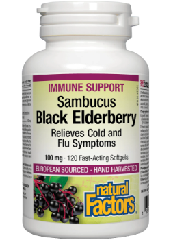 NATURAL FACTORS BLACK ELDERBERRY EXTRACT 100 MG 120 SOFTGELS