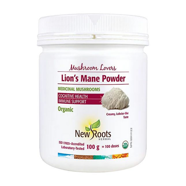 NEW ROOTS LION’S MANE POWDER CERTIFIED ORGANIC 100g