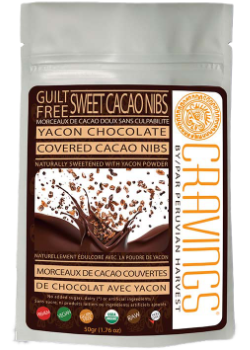 CRAVINGS BY PERUVIAN HARVEST YACON CHOCOLATE COVERED CACAO NIBS - 50g