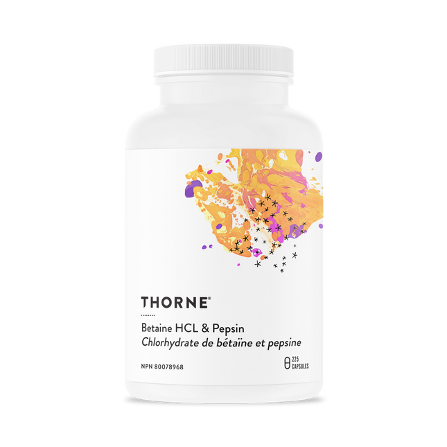 THORNE 甜菜鹼鹽酸鹽和胃蛋白酶 225 粒膠囊