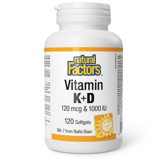 NATURAL FACTORS VITAMIN K 120mcg AND D 1000IU 120sg