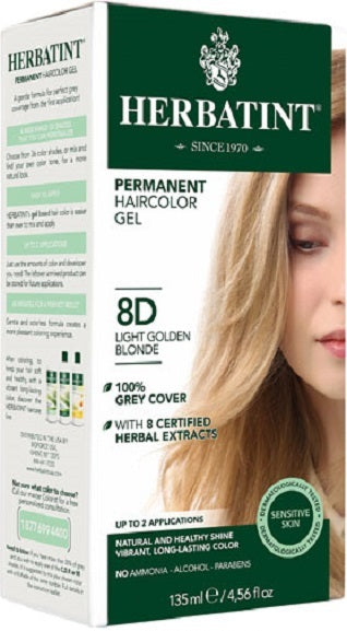 HERBATINT PERMANENT HERBAL HAIRCOLOUR GEL WITH ALOE VERA 8D 135ml