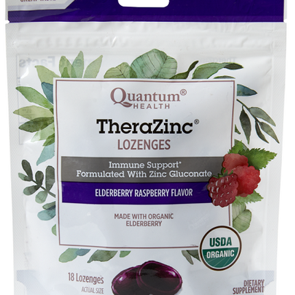 QUANTUM HEALTH THERAZINC ELDER RASPBERRY LOZENGES 18loz