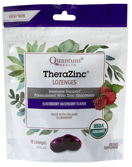 QUANTUM HEALTH THERAZINC ELDER RASPBERRY LOZENGES 18loz