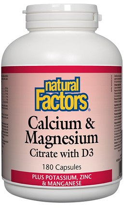 Natural Factors Calcium Factor with Potassium, Zinc, and Manganese 180caps