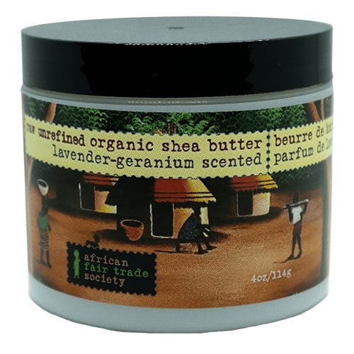 African Fair Trade Society Raw Unrefined Organic Shea Butter Lavender Geranium Scented 114g