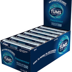 Tums Antacid Regular 500mg Peppermint 12tabs 
